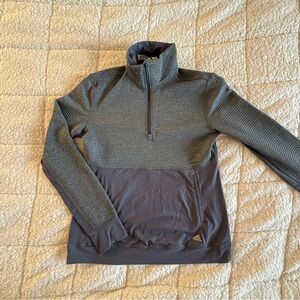 Adidas Women's Climalite 1/2 Zip Fleece Striped Pullover - Onyx Silver / M